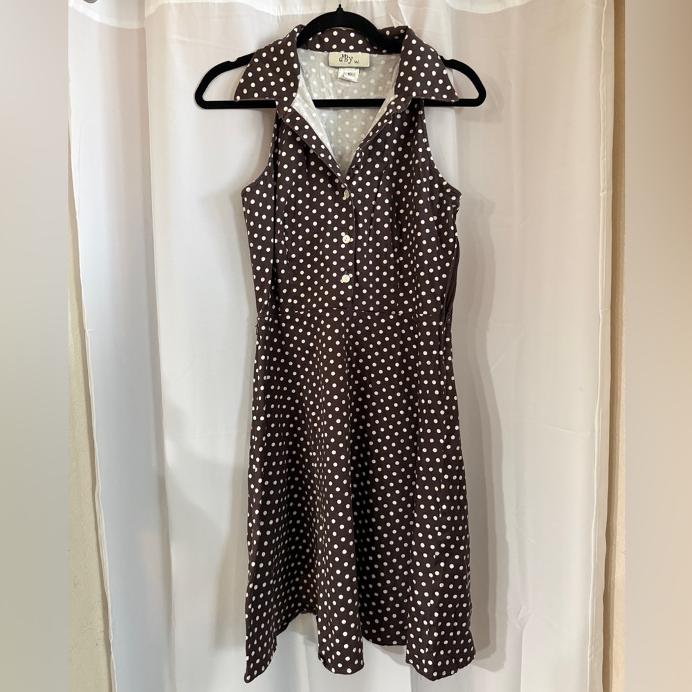 Retro 50s Style Brown Polka Dot Dress 10 - Picture 1 of 11